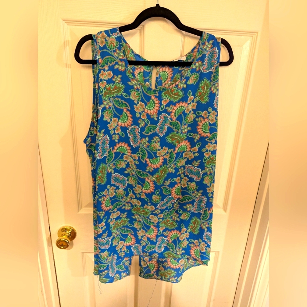 Rose & Olive Blue Green Sleeveless Tank Top